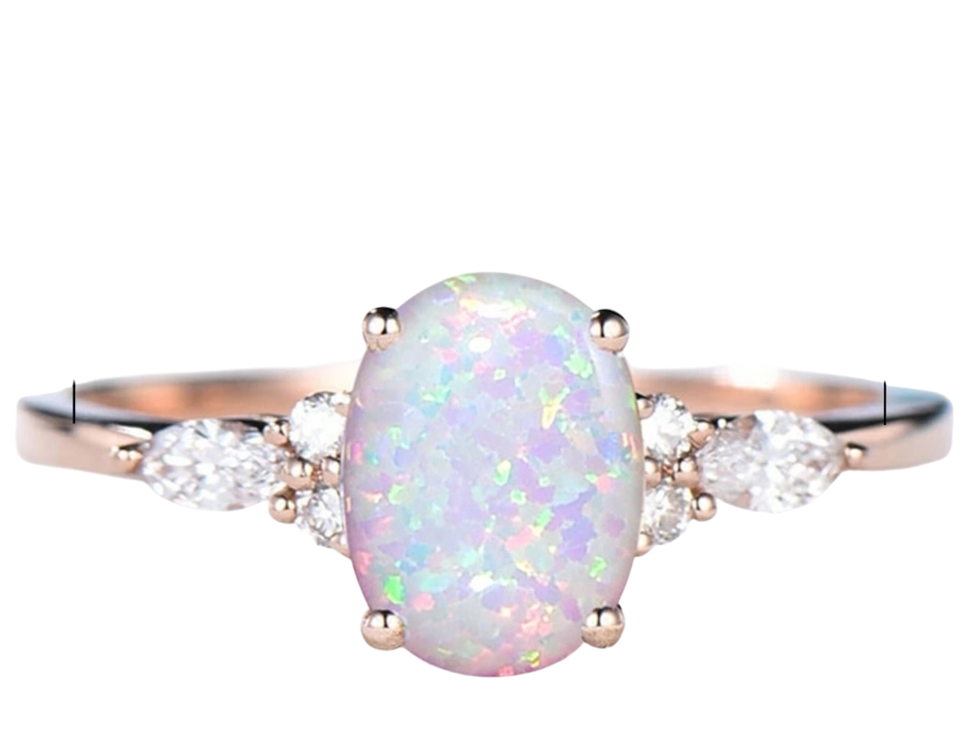 Oval Opal Reflecting Multicolor Lighting And Sparkling Rhinestone