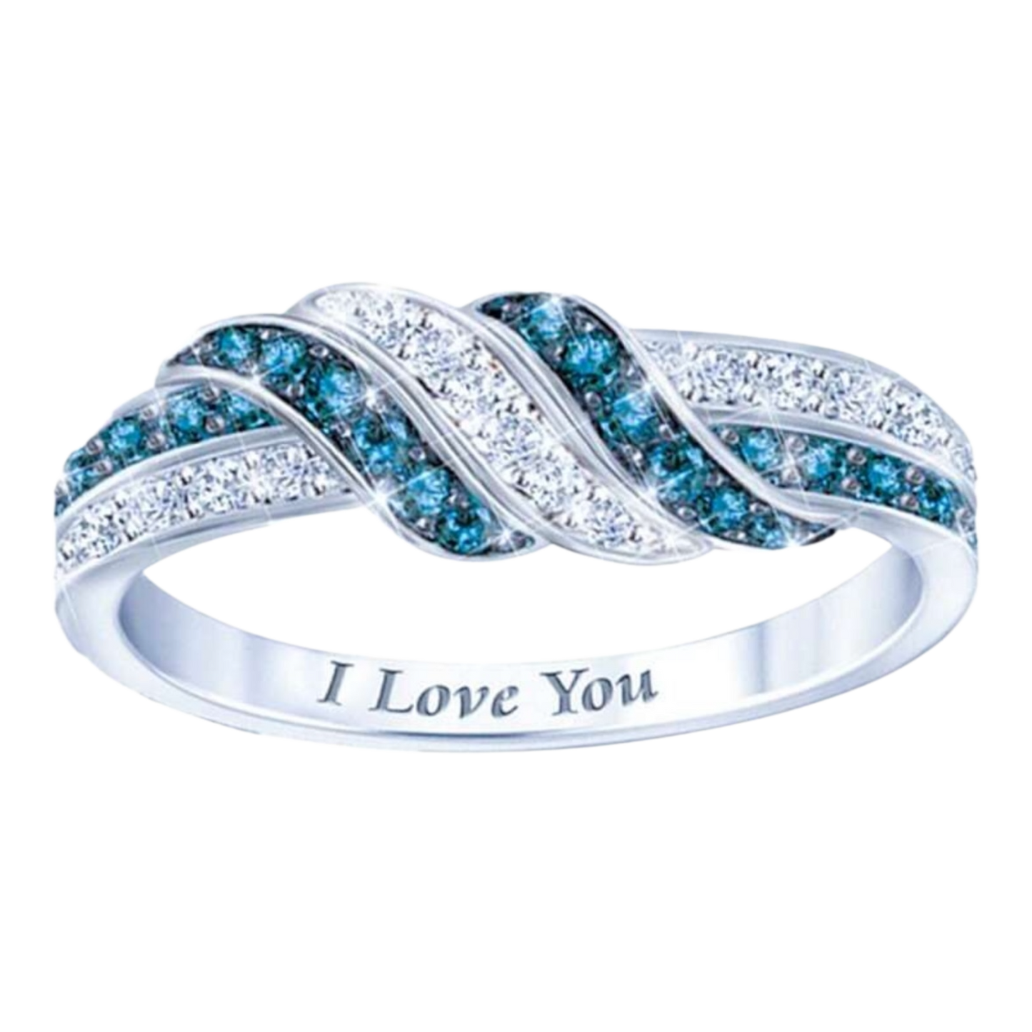 Blue and White "I Love You" Ring