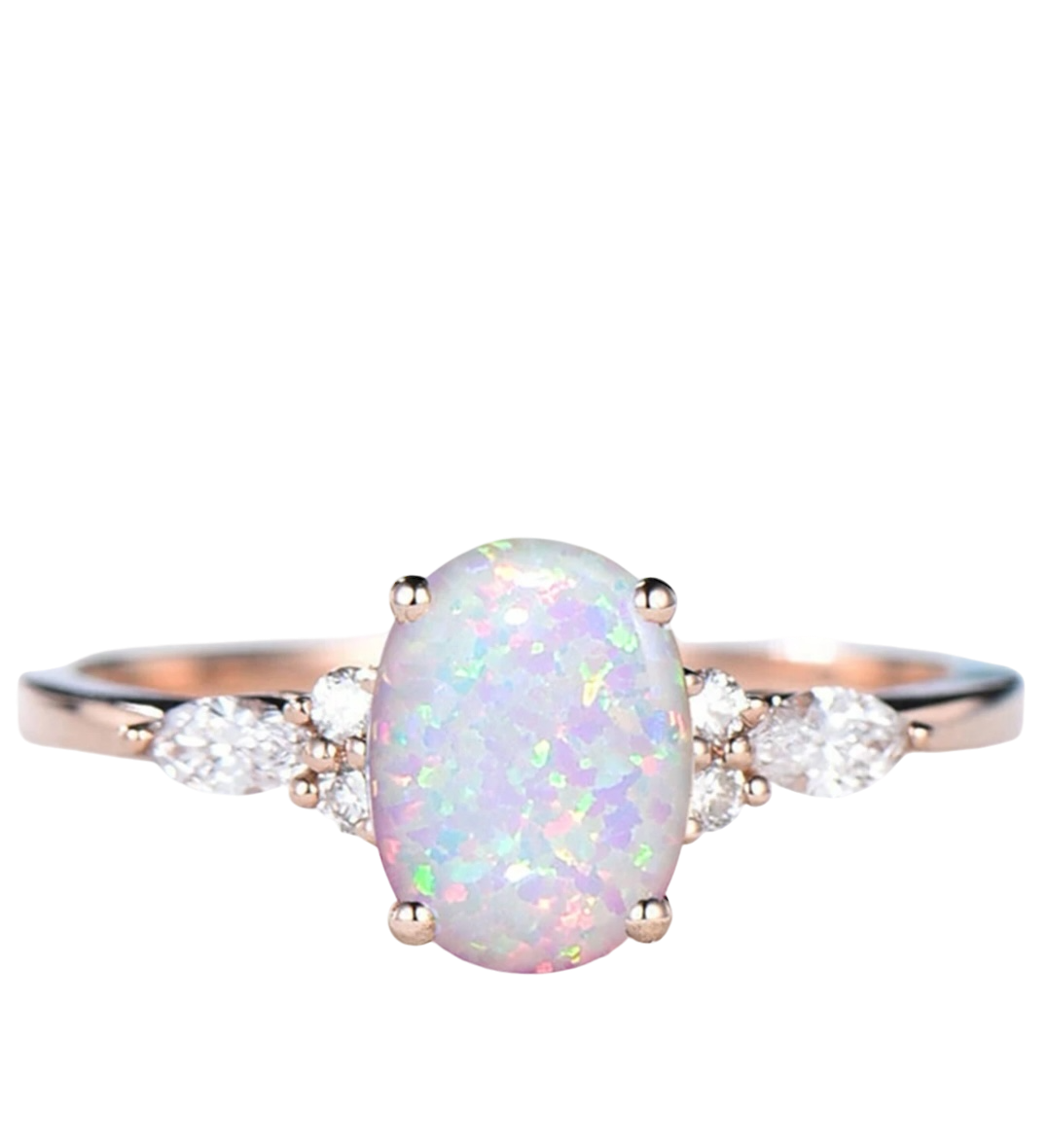 Oval Opal Reflecting Multicolor Lighting And Sparkling Rhinestone