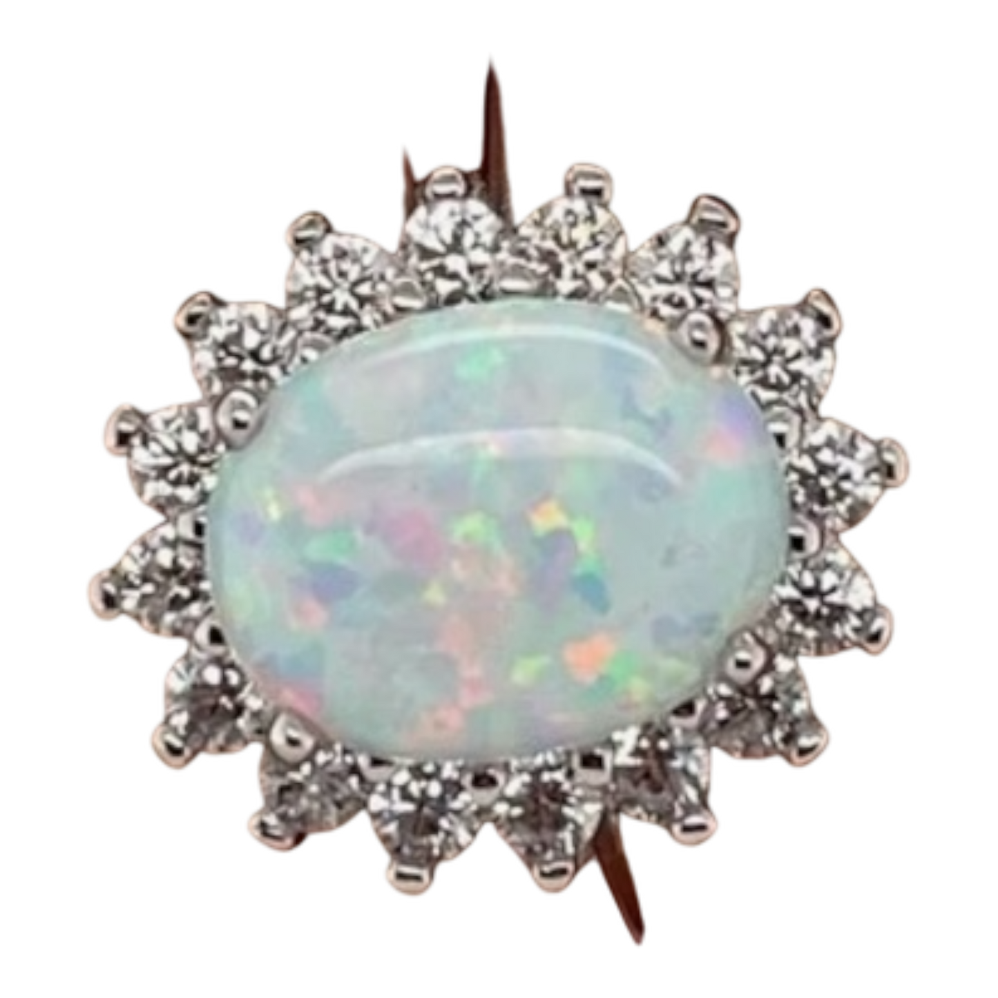 Oval Opal and White Zircon Ring