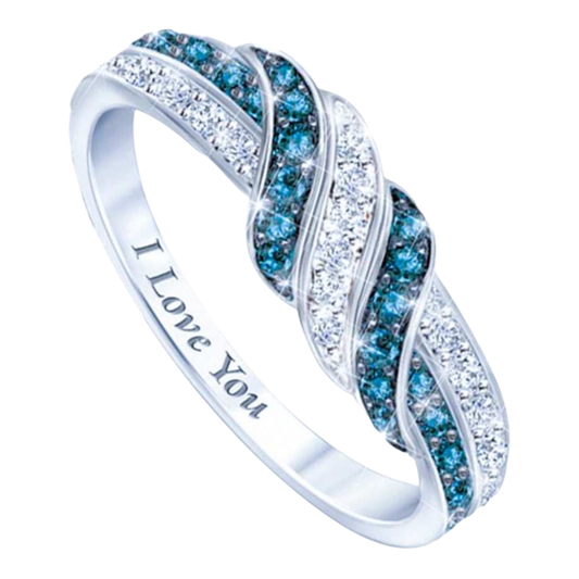 Blue and White "I Love You" Ring