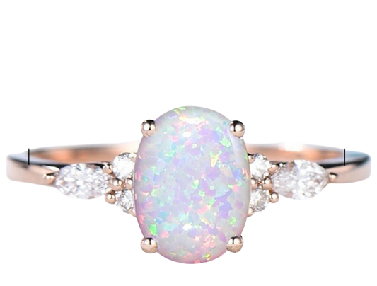 Oval Opal Reflecting Multicolor Lighting And Sparkling Rhinestone