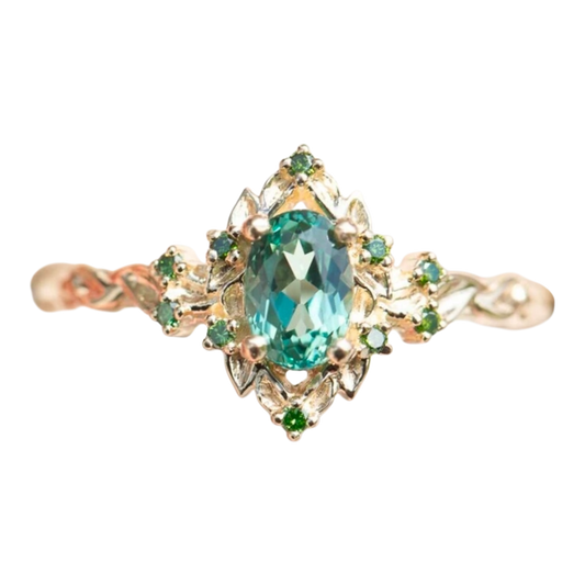 Silver Plated Ring With Blue Cubic Zirconia