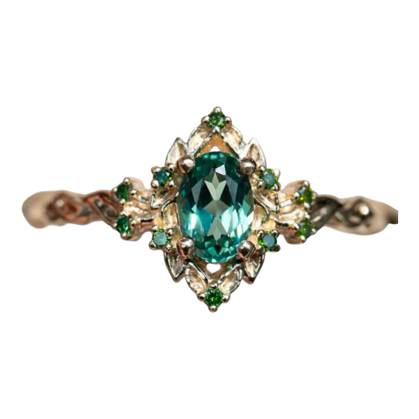 Silver Plated Ring With Blue Cubic Zirconia